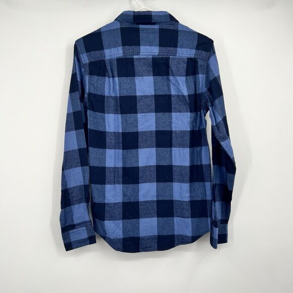George Mens Button Down LS Super Soft Flannel Check Plaid Blue Black XS NWT - Picture 5 of 10